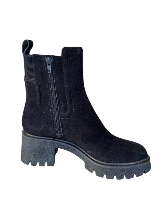 Chelsea & Violet Shoes - Chelsea & Violet Genuine Suede Black Moto Combat Boots